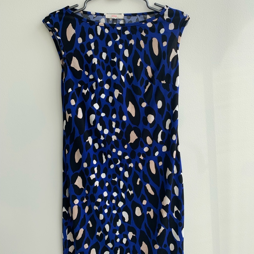 Trina Turk Cheetah Print Sleeveless Knee Length Blue Dress Size XS